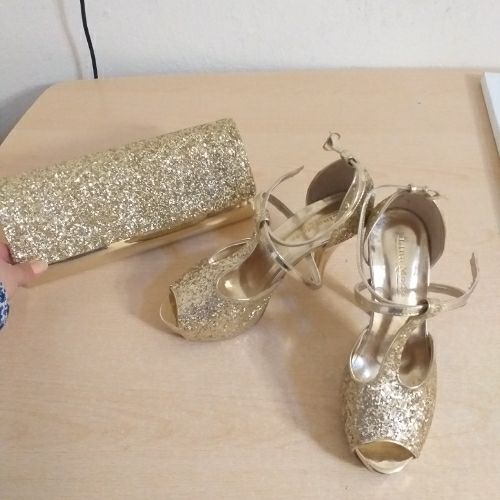 chaussure soirée dorée